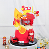 烘焙蛋糕装饰卡通男孩消防车玩偶摆件灭火英雄生日套装派对装饰