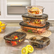 玻璃上班族饭盒密封分隔食品，带盖碗可微波炉，加热水果当保鲜便饭盒