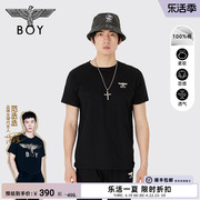 boylondon潮牌短袖男女同款，夏季黑色百搭简约圆领t恤n01004