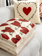 HOUOH网红情侣抱枕被子两用送女友结婚奶油色午睡枕头毯子二合一