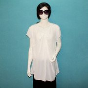 419 2020夏季白色衬衫女短袖雪纺衫韩版圆领套头洋气上衣潮