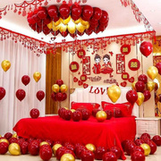 婚床装饰婚房布置高级感套装，房间男女方娘家，简单大方简约结婚气球
