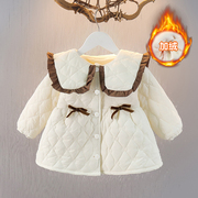 秋冬女童外套加绒洋气，韩版中长款公主风保暖1-4岁儿童3女宝宝上衣