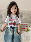 韩国童装女童春夏T恤儿童夏装短袖上衣2024百搭白t大童打底衫