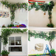 仿真树藤榕树叶树叶，树枝假叶子藤条藤蔓植物，客厅室内装饰绿植绿叶