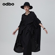 odbo/欧迪比欧原创设计垂坠感蝙蝠袖衬衫女秋装时尚上衣