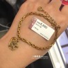 香港六福珠宝999黄金，十字链电黑金星月，一体套链黄金手链