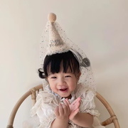 网红生日帽子网纱发箍蛋糕装饰场景布置女孩儿童周岁公主派对头饰