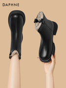 达芙妮加绒加厚雪地靴女款2023冬季短靴保暖东北黑色平底棉鞋