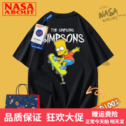 NASA联名辛普森趣味滑板卡通图案字母印花宽松休闲短袖T恤男女款