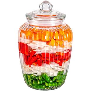 透明玻璃罐家用腌制密封罐装咸菜玻璃瓶带盖腌菜小泡菜坛子储物罐