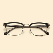 灰色眼镜框男女适合小脸，的高度近视小框方形，半框眼镜眉毛眼镜架潮