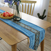 欧式桌旗餐垫复古怀旧加厚蓝绒布刺绣隔热样板房装饰