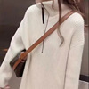 秋冬毛衣女休闲纯色慵懒宽松套头高领中长款大码外穿针织衫女
