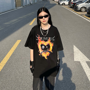 INGA原创美式复古潮牌t恤短袖男女高街潮流欧美街头上衣体恤情侣