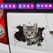 汽车贴纸创意个性3d立体小猫车贴，可爱卡通猫咪，搞笑车身划痕遮挡贴