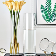 特大号落地圆柱花瓶直筒玻璃透明水养富贵竹水竹玫瑰百合插花客厅