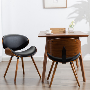 简艺欧式极简餐椅家用实木，轻奢餐桌凳椅子，现代简约化妆椅贝壳椅