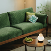 物应莫里斯实木沙发复古三人，位绿布艺黑胡桃木小户型北欧客厅家具
