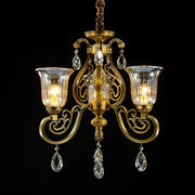 澳米铜灯欧式水晶吊灯，客厅卧室灯具简欧复古铜，灯美式全铜吊灯