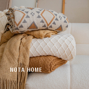 波西米亚沙发毯奶油风空调毯高级感冬季加厚盖毯单人斗篷披肩毛毯