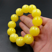 高档精美二代蜜蜡圆珠手链，浅黄色蜜蜡圆珠手链，20毫米圆珠手串