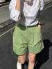 百慕大西裤女夏季a廓形休闲裤高腰宽松直筒裤，小个子阔腿裤短裤子