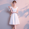 白色晚礼服2023高贵气质高端短款生日洋装登记领证小礼服裙女