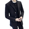 冬季风衣男短款修身韩版潮流，加绒加厚毛呢，外套男潮牌英伦呢子大衣