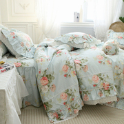 法式美式韩式田园公主风蕾丝全棉纯棉床裙款床上用品被套四件套