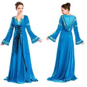 蓝色欧洲宫廷束腰服装万圣节出口游戏服晚宴服电影cosplay服