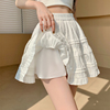 白色蕾丝蓬蓬蛋糕裙半身裙，女夏季高腰，a字短裙子芭蕾风半裙小个子