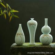 景德镇小花瓶陶瓷迷你中式桌面装饰个性创意客厅摆件手绘莲花花插
