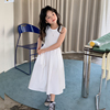 女童连衣裙夏装纯棉，韩系儿童白色背心裙高级感森系洋气长裙子