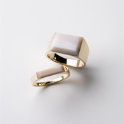 gleegarden原创设计宝石图章粉，蛋白石指环欧美时尚简约款戒指