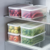 日本进口冰箱收纳盒长方形塑料，密封盒水果盒蔬菜保鲜盒鱼肉冷冻盒