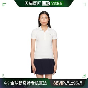 香港直邮潮奢 Lacoste 法国鳄鱼 女士 灰白色贴饰 Polo 衫 DF5377