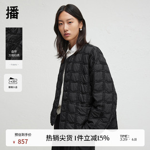 播商场同款黑色格纹绣花棉服女24春秋休闲短款外套BDR3PD3229