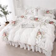 法式白色全棉床上四件套100纯棉，床单被套网红公主风床裙夏高级感4