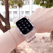适用苹果手表表带透明冰川限定applewatch76se435代一体，保护壳iwatch腕带可爱男女果冻小众春夏创意配件