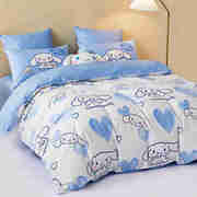 水星家纺床上四件套100%纯棉，床单被套抗菌面料，学生床上用品1.