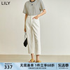 lily2024夏女装(夏女装)休闲通勤复古小直筒，显高显瘦九分裤白色牛仔裤