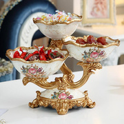 创意双层水果盘客厅茶几个性欧式电视柜干果糖果盘餐桌装饰品摆件