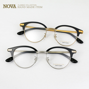 日本nova眼镜框男女款纯钛全钛超轻复古眉，线框圆框手工眼镜架3041