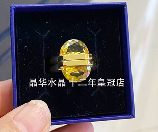 奥地利黄水晶个性设计感磁扣双戒女戒指气质欧美时尚轻奢食指环