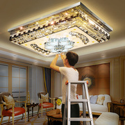 客厅灯2024年长方形水晶灯，轻奢现代简约卧室灯，led吸顶灯灯具