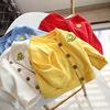 红色宝宝开衫婴儿衣服针织，纯色薄款外套小童春秋，卡通黄色外搭上衣
