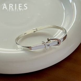 aries925纯银表带设计手镯时尚简约独特轻奢高级女手环可调节