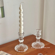 欧式复古浮雕水晶玻璃烛台客厅，餐桌浪漫装饰摆件，ins香薰蜡烛台座