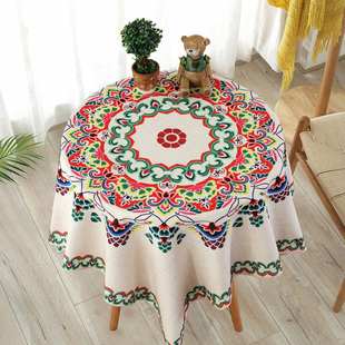 棉麻桌布文艺家用小圆桌布长正方形茶几盖布防水布艺餐桌加厚台布